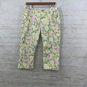 Liverpool Yellow Floral Straight Leg Capri Pants